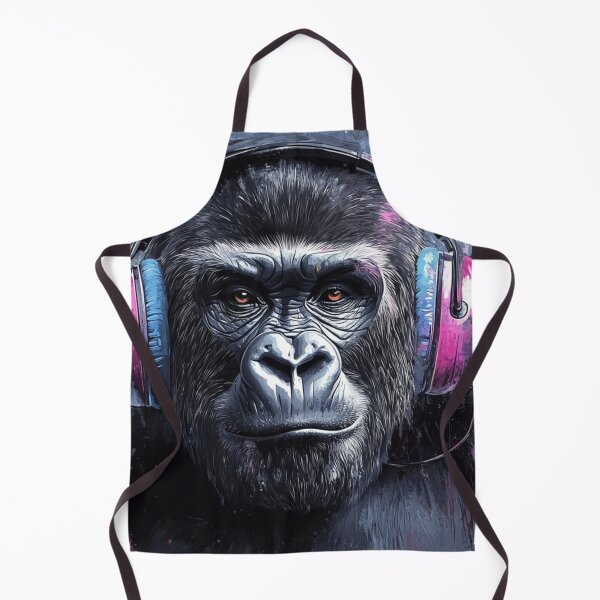 Item preview, DJ Monkey Thinker Gorilla With Violet Headphones  designed and sold by GrinGalore.