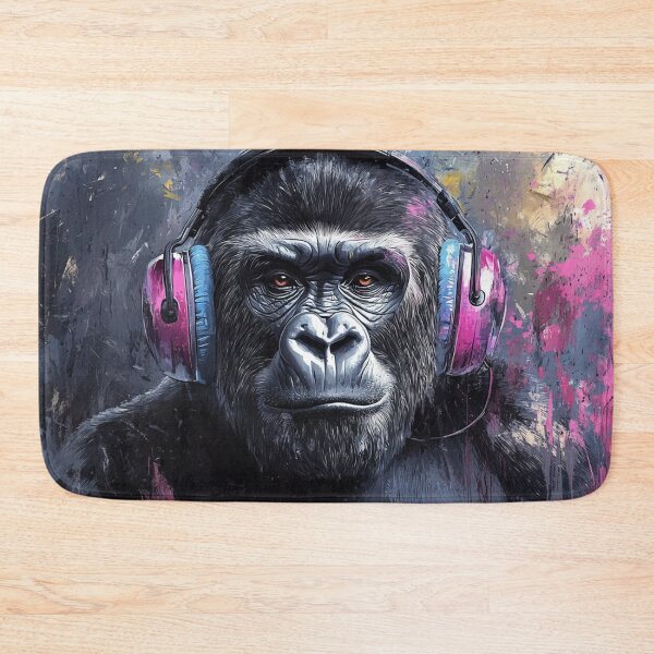 Item preview, DJ Monkey Thinker Gorilla With Violet Headphones  designed and sold by GrinGalore.