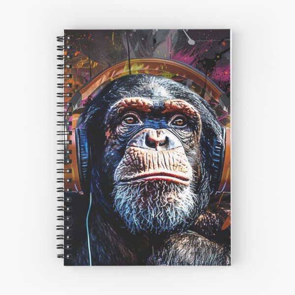 Item preview, DJ Monkey Thinker Colorful With Braun Headphones designed and sold by GrinGalore.