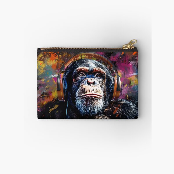 Item preview, DJ Monkey Thinker Colorful With Braun Headphones designed and sold by GrinGalore.