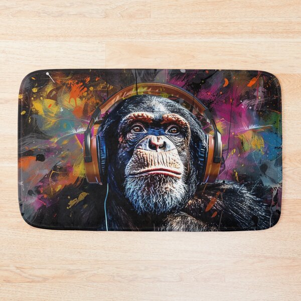 Item preview, DJ Monkey Thinker Colorful With Braun Headphones designed and sold by GrinGalore.