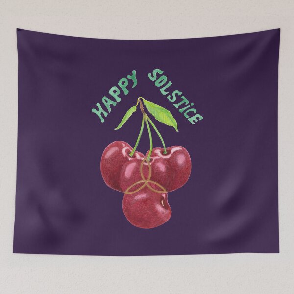 Item preview, Cherries and triquetra to celebrate Litha, the summer solstice designed and sold by Lucy Dreams.