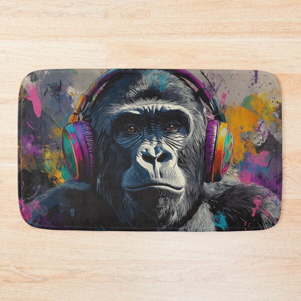 Item preview, DJ Monkey Thinker Gorilla With Colorful Headphones designed and sold by GrinGalore.