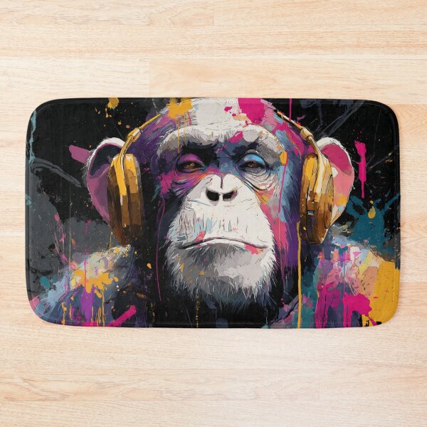 Item preview, DJ Monkey Thinker Colorful With Gold Headphones designed and sold by GrinGalore.