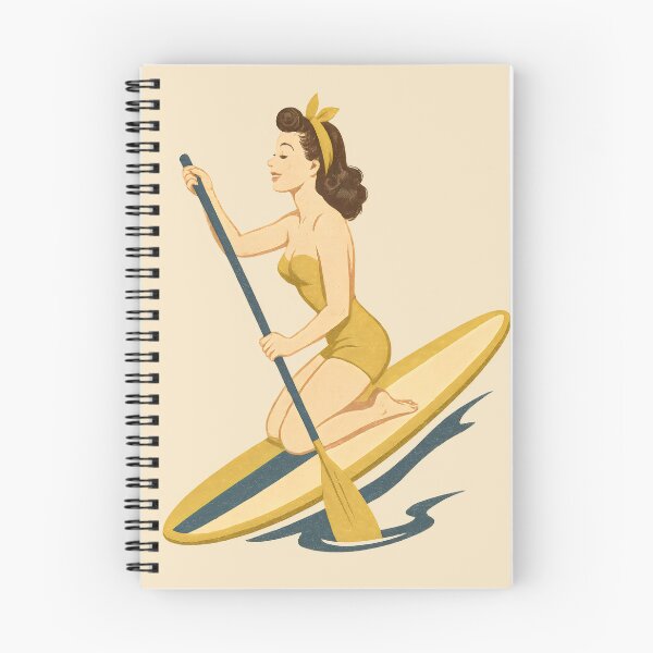 Item preview, Retro Paddleboard Pin-Up Illustration | Vintage SUP Beach Babe Art Print designed and sold by Shoot-The-Moon.