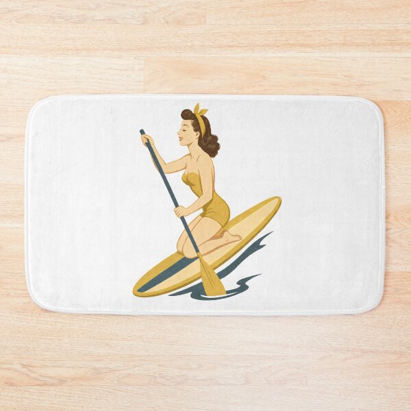Item preview, Retro Paddleboard Pin-Up Illustration | Vintage SUP Beach Babe Art Print designed and sold by Shoot-The-Moon.