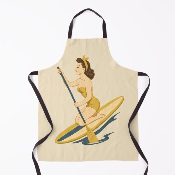 Item preview, Retro Paddleboard Pin-Up Illustration | Vintage SUP Beach Babe Art Print designed and sold by Shoot-The-Moon.