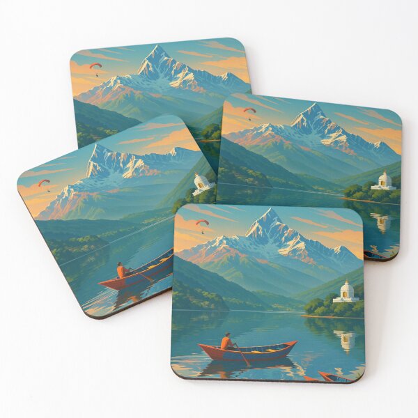 Item preview, Pokhara Sunset with Phewa Lake and World Peace Pagoda designed and sold by Aryabek.