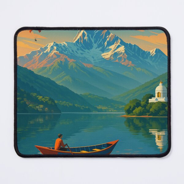 Item preview, Pokhara Sunset with Phewa Lake and World Peace Pagoda designed and sold by Aryabek.