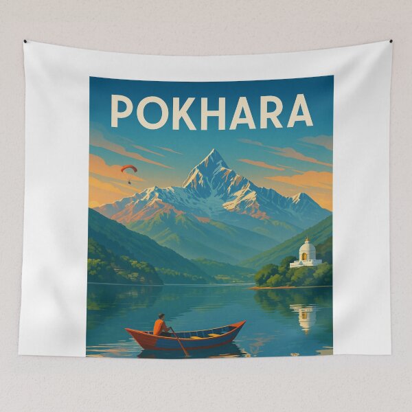 Item preview, Pokhara Sunset with Phewa Lake and World Peace Pagoda designed and sold by Aryabek.