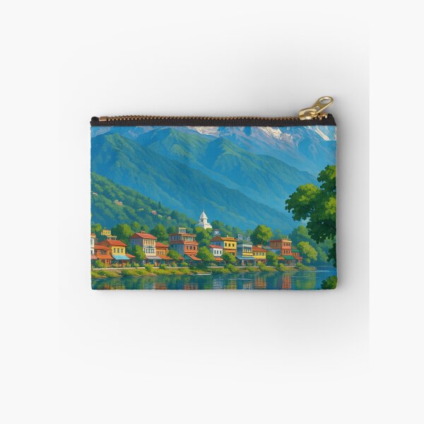 Item preview, Pokhara Lakeside View with Machapuchare and Colorful Houses designed and sold by Aryabek.