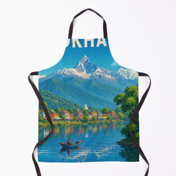 Item preview, Pokhara Lakeside View with Machapuchare and Colorful Houses designed and sold by Aryabek.