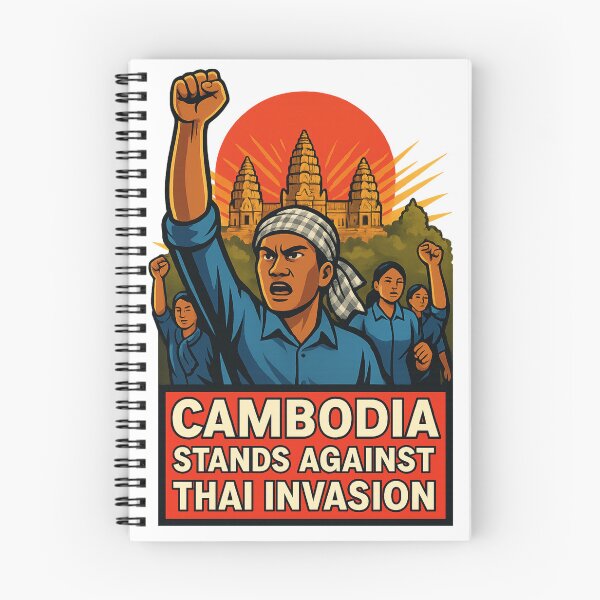 Artikelvorschau, Kambodscha protestiert gegen Thailand mit Angkor Wat und der aufgehenden Sonne entworfen und verkauft von Aryabek.