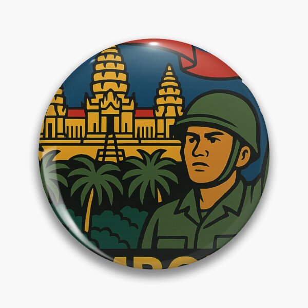 Item preview, Cambodian Nationalist to Thai Invasion with Angkor Wat and Flag designed and sold by Aryabek.
