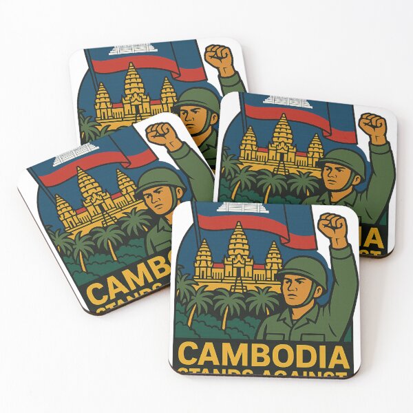 Item preview, Cambodian Nationalist to Thai Invasion with Angkor Wat and Flag designed and sold by Aryabek.
