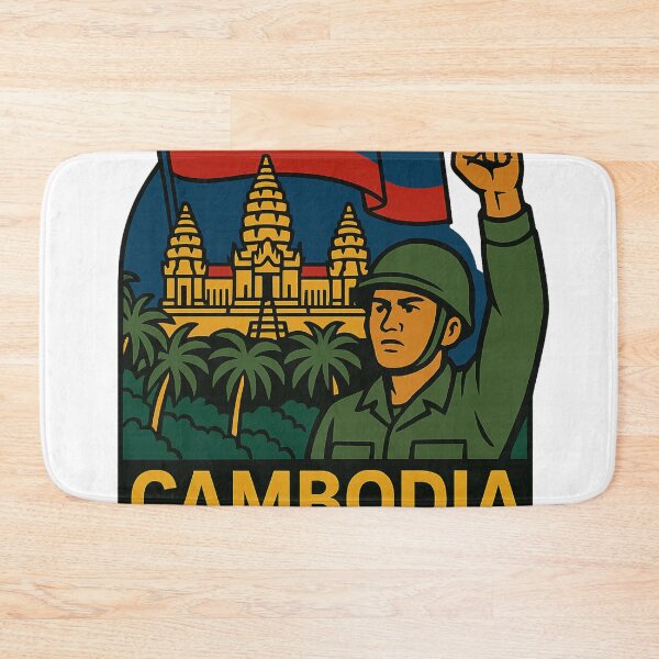 Item preview, Cambodian Nationalist to Thai Invasion with Angkor Wat and Flag designed and sold by Aryabek.