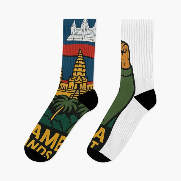 Item preview, Cambodian Nationalist to Thai Invasion with Angkor Wat and Flag designed and sold by Aryabek.