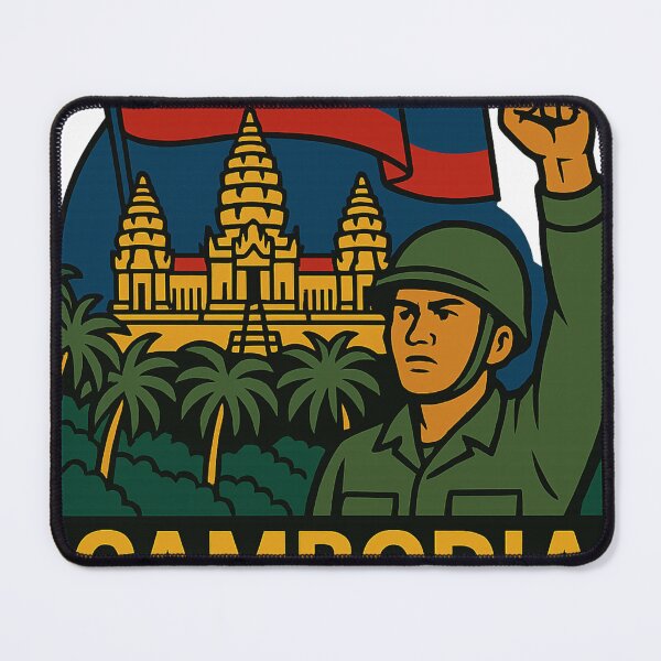 Item preview, Cambodian Nationalist to Thai Invasion with Angkor Wat and Flag designed and sold by Aryabek.