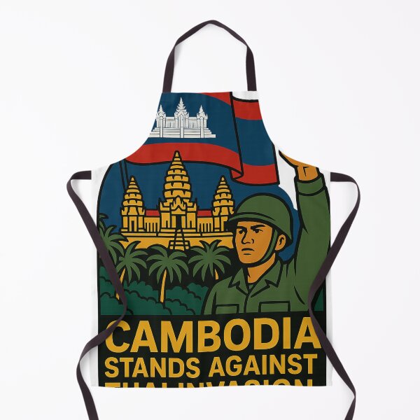 Item preview, Cambodian Nationalist to Thai Invasion with Angkor Wat and Flag designed and sold by Aryabek.