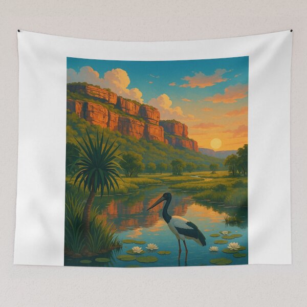 Item preview, Sunset in Kakadu National Park with Jabiru and Red Cliffs designed and sold by Aryabek.