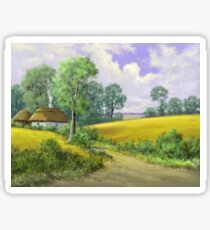 Digital paintings rural landscape. Fine art. Sticker
