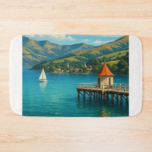 Item preview, Akaroa Wharf and Hills of Banks Peninsula, New Zealand designed and sold by Places On Earth.