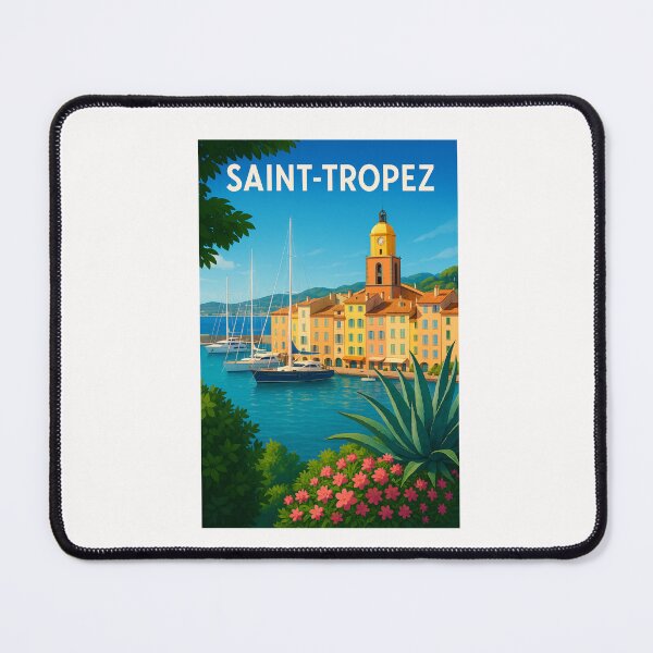 Item preview, Saint-Tropez Harbor with Bell Tower and Yachts, French Riviera designed and sold by Places On Earth.