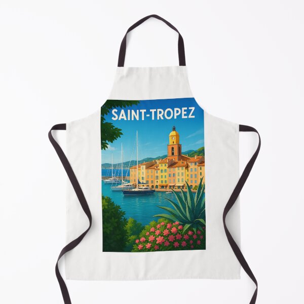Item preview, Saint-Tropez Harbor with Bell Tower and Yachts, French Riviera designed and sold by Places On Earth.