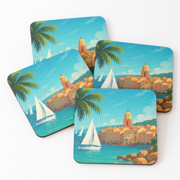 Item preview, Rocky Coastline and Sailboats in Saint-Tropez, French Riviera designed and sold by Places On Earth.