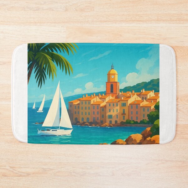 Item preview, Rocky Coastline and Sailboats in Saint-Tropez, French Riviera designed and sold by Places On Earth.