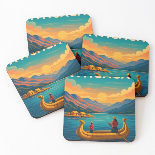 Item preview, Sunset Over Lake Titicaca with Traditional Reed Boat designed and sold by Places On Earth.