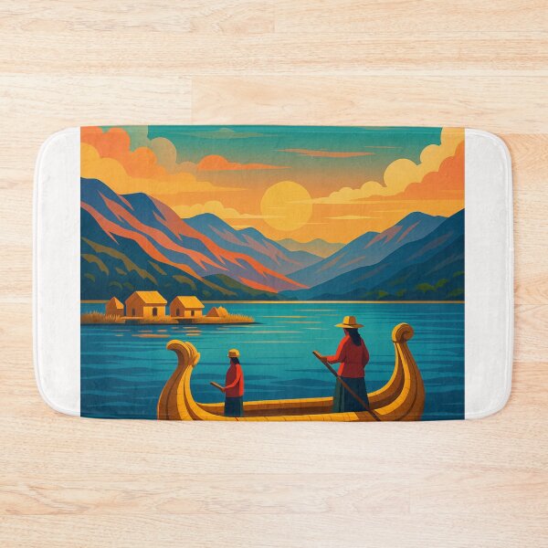 Item preview, Sunset Over Lake Titicaca with Traditional Reed Boat designed and sold by Places On Earth.