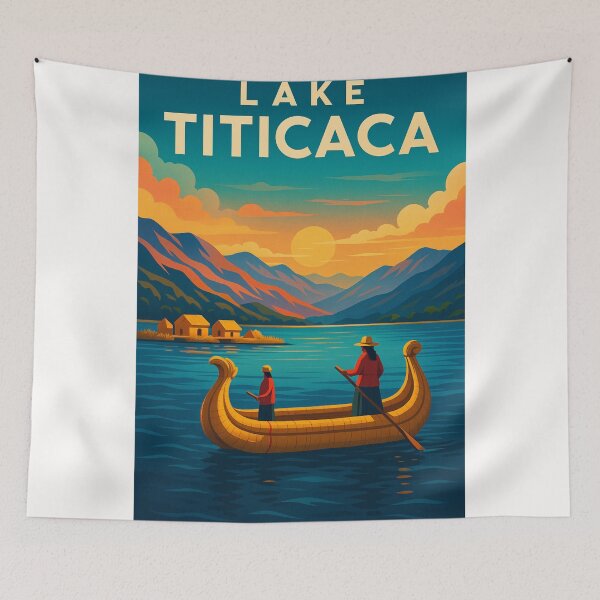 Item preview, Sunset Over Lake Titicaca with Traditional Reed Boat designed and sold by Places On Earth.