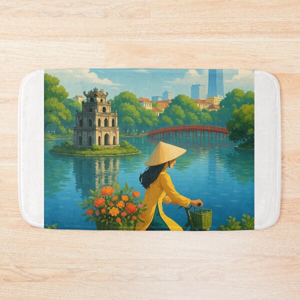 Item preview, Hoàn Kiếm Lake and Thê Húc Bridge in Hanoi, Vietnam designed and sold by Places On Earth.