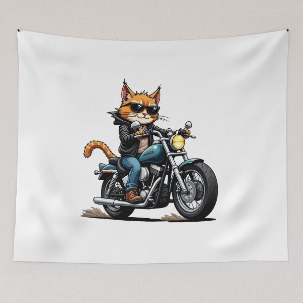 Item preview, Biker Cat – Cool Leather Jacket Cat on Chopper Motorcycle designed and sold by MzulhilmiZam.