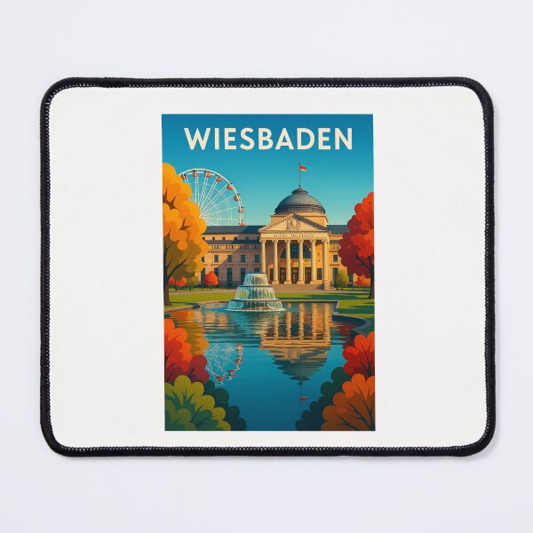 Item preview, Wiesbaden Kurhaus with Autumn Trees and Ferris Wheel designed and sold by Places On Earth.