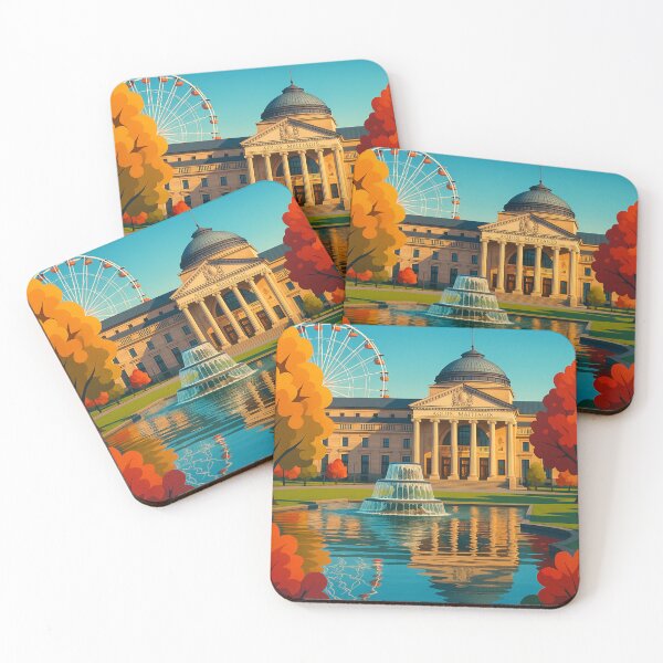 Item preview, Wiesbaden Kurhaus with Autumn Trees and Ferris Wheel designed and sold by Places On Earth.