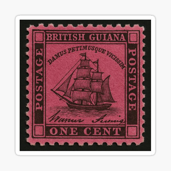 Item preview, British Guiana One Cent Ship Stamp with Signature designed and sold by Places On Earth.