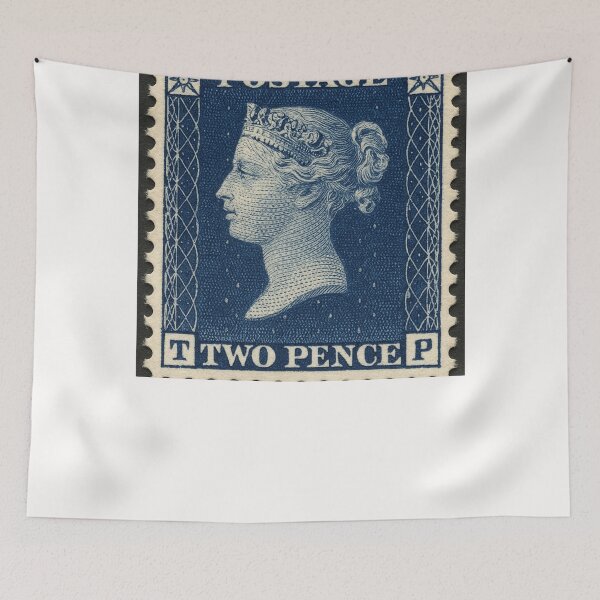 Item preview, British Two Pence Blue Stamp with Victoria Profile and Perforation designed and sold by Places On Earth.