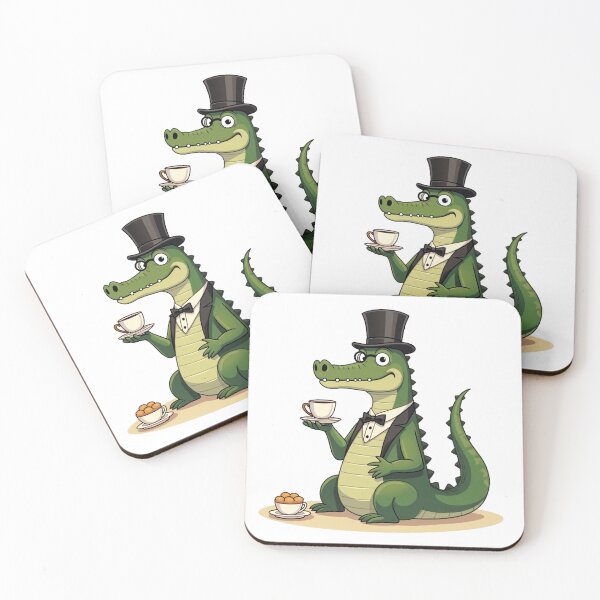 Item preview, Tea Time Crocodile – British Aristocrat Gator Art designed and sold by MzulhilmiZam.