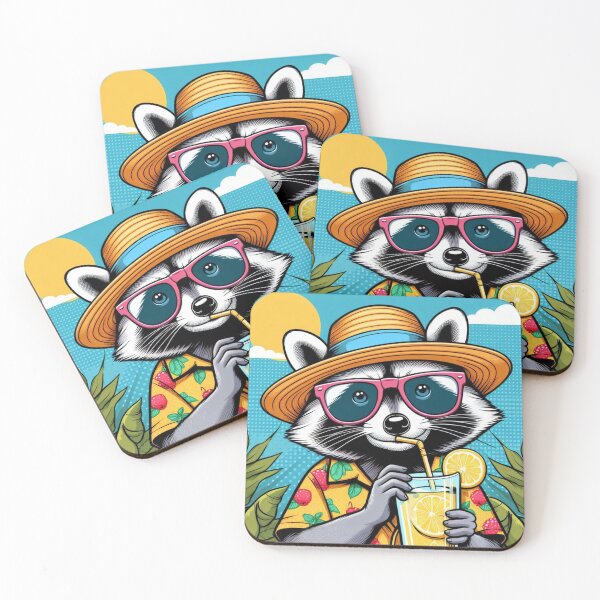 Item preview, Cute raccoon at summer holiday  designed and sold by Dogandesighn.