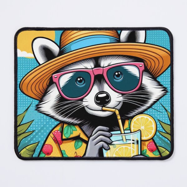Item preview, Cute raccoon at summer holiday designed and sold by Dogandesighn.