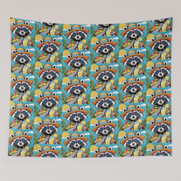 Item preview, Cute raccoon at summer holiday  designed and sold by Dogandesighn.