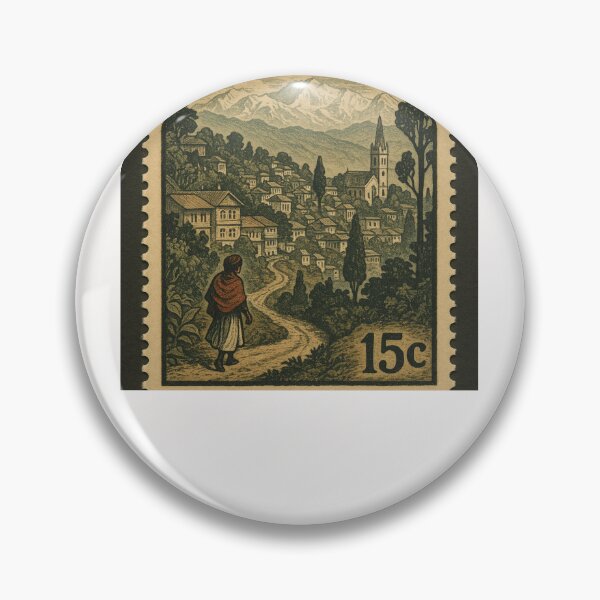 Item preview, Stamp of Mountain View of Darjeeling with Kanchenjunga and Hill Townscape designed and sold by Places On Earth.