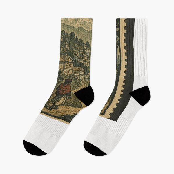 Item preview, Stamp of Mountain View of Darjeeling with Kanchenjunga and Hill Townscape designed and sold by Places On Earth.