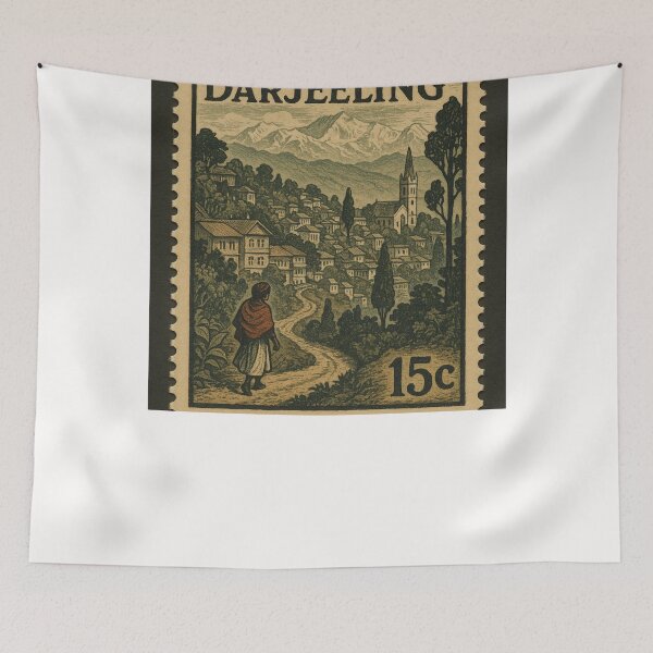 Item preview, Stamp of Mountain View of Darjeeling with Kanchenjunga and Hill Townscape designed and sold by Places On Earth.