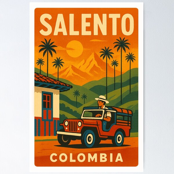 Item preview, Willys Jeep and Sunset Landscape of Salento, Colombia designed and sold by Places On Earth.
