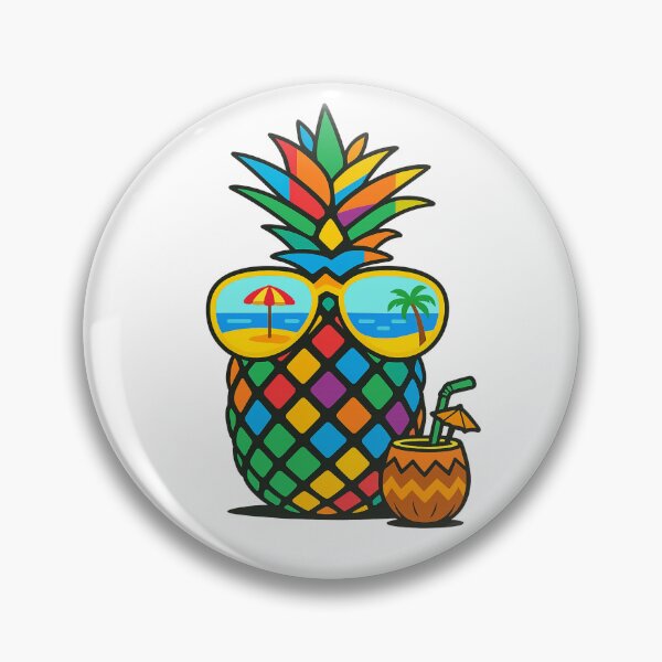 Item preview, Colorful Pineapple With Beach Summer Vibes Cartoon designed and sold by OleOleStore.
