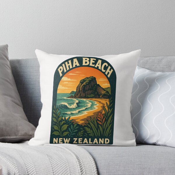 Item preview, Lion Rock and Wild Shoreline of Piha Beach, New Zealand designed and sold by Places On Earth.