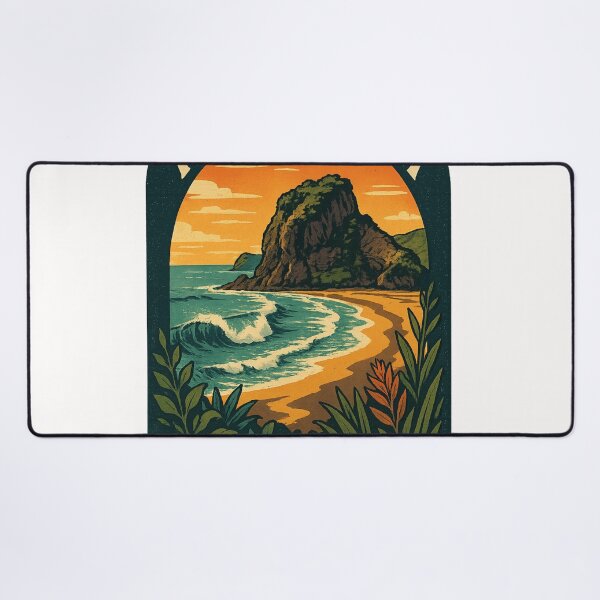 Item preview, Lion Rock and Wild Shoreline of Piha Beach, New Zealand designed and sold by Places On Earth.